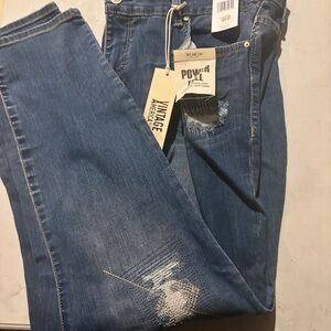 Distressed blue denim 22w/36 BOHO skinny jeans #grungevibes